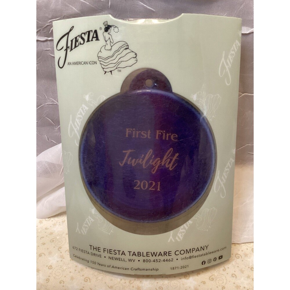 Fiesta Pottery Twilight First Fire Disc Christmas Ornaments NIB Round Dated 2021